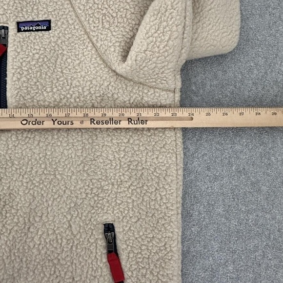 Patagonia Classic Retro-X Jacket Mens Large Beige Sherpa Fleece Zip Pockets